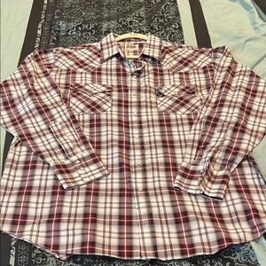 Ely Cattleman Red and Black Plaid Button Down Shirt